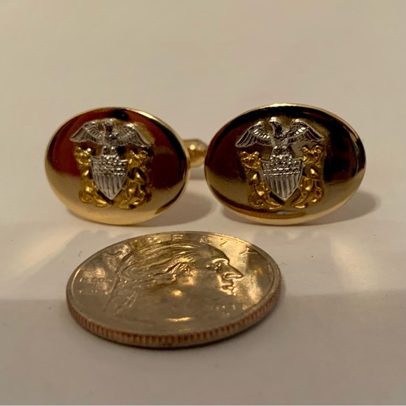 Vintage Gold & Silver NAVY Cuff Link Officer - Picture 4 of 4